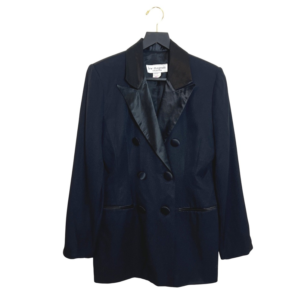 Lew Magram Collection Vintage Tuxedo Satin Collar‎ Lapel Double Breasted Blazer